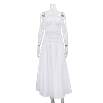 Women Clothing Pleated High Waist Cami Dress off Neck Sleeveless Sexy Dress by Ragazza