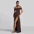 Autumn Women Clothing Sexy Backless Slim Fit Solid Color Scarf Collar Split off Shoulder Dress by Ragazza