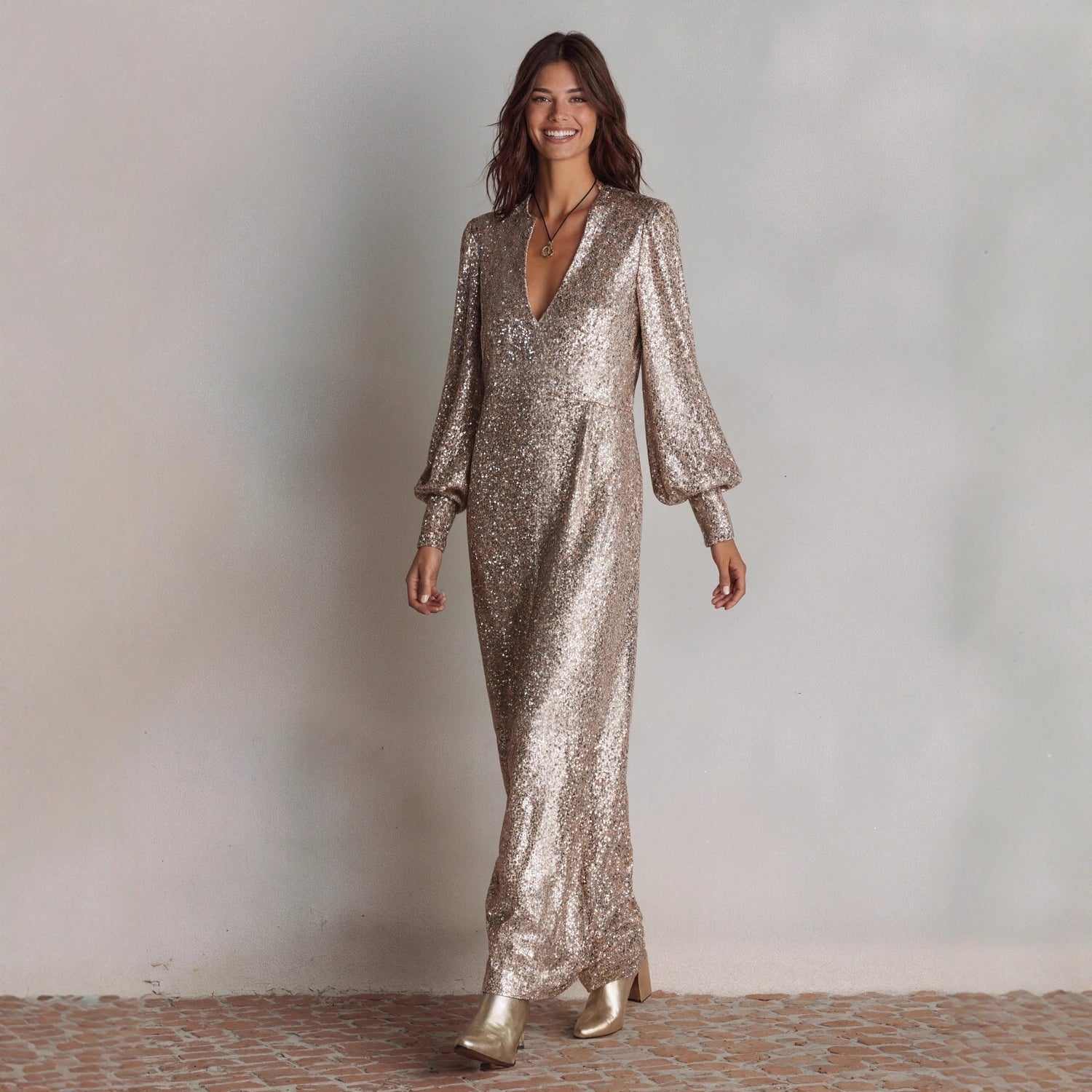Autumn Winter Long Sleeve Split Sequ Dress Casual Loose Party Dress by Ragazza