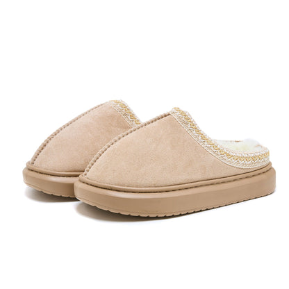 Baotou Fluffy Slippers Autumn Winter Ethnic Cotton Slippers Men Women Couple Warm Rubber Thick-Soled Cotton Slippers  DestGlow