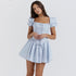 Women Clothing Bubble Sleeve Square Collar Dress Corset Princess Two Piece Sexy Dopamine Wear by Ragazza