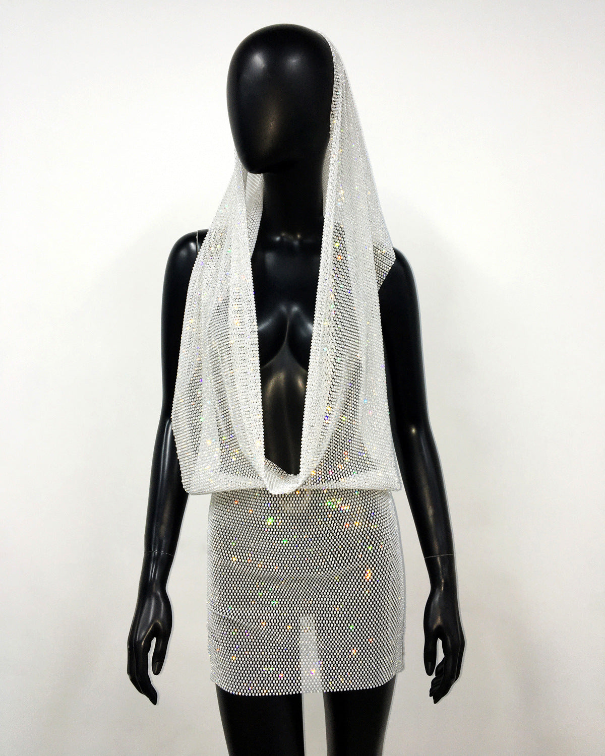 Autumn Winter Rhinestone Pockets Collar Halter Dress Sexy Backless Party Hip Dress by Ragazza