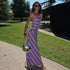 Women Clothing Summer Printed Striped Contrast Color Backless Slender Loose Sexy Dress by Ragazza