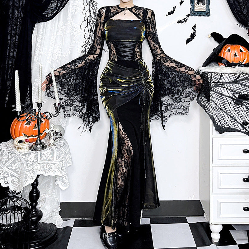 Autumn Elegant Lace Batwing Sleeve Irregular Asymmetric Overhaul Waistcoat Top Women by Ragazza