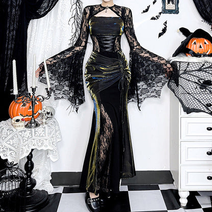 Autumn Elegant Lace Batwing Sleeve Irregular Asymmetric Overhaul Waistcoat Top Women by Ragazza