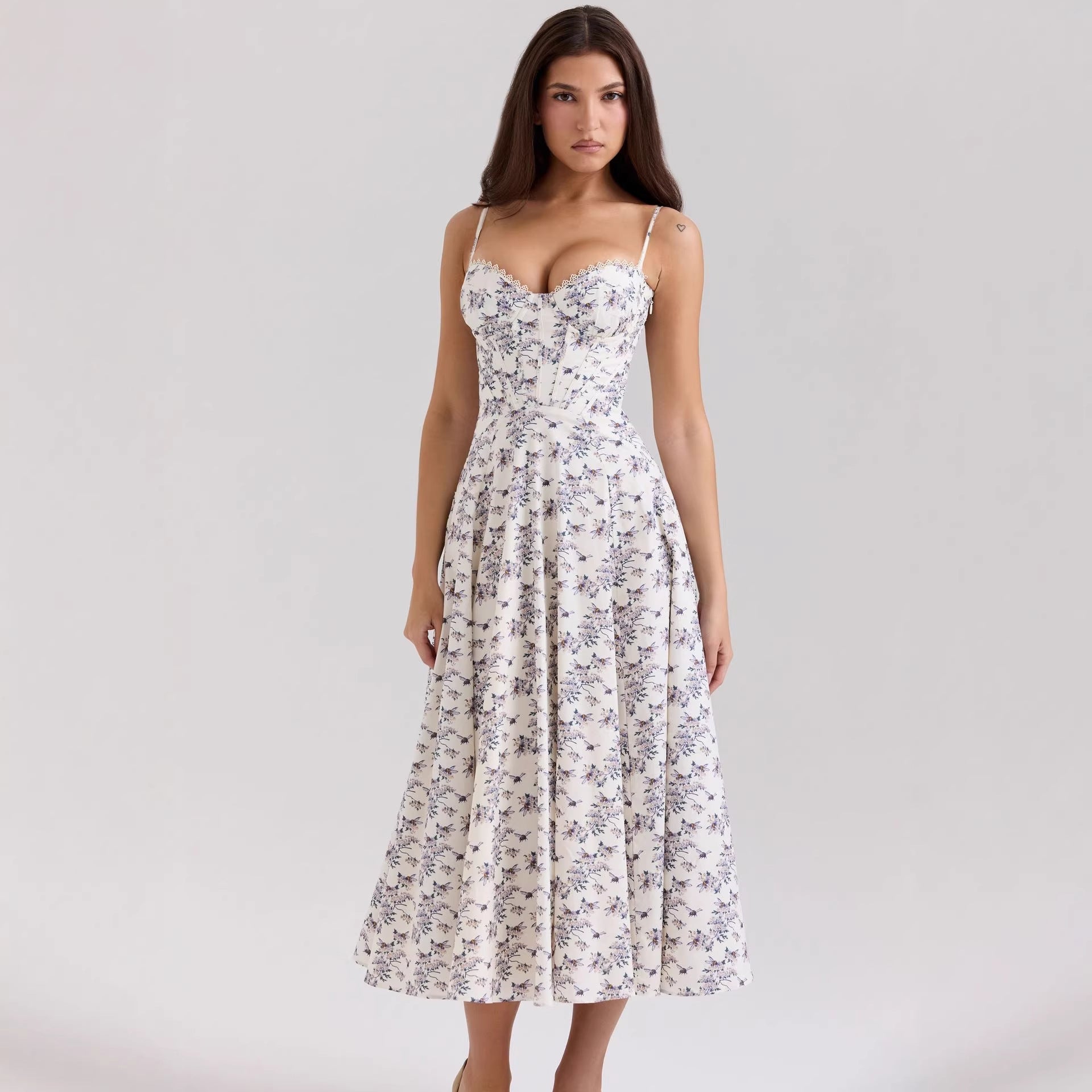 Elegant Gentle Slim Floral Strap Fairy Dress Women by Ragazza