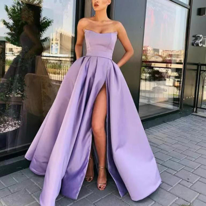 Dress Performance Dress Sexy Tube Top Split Long Cocktail Host Evening Dress by Ragazza