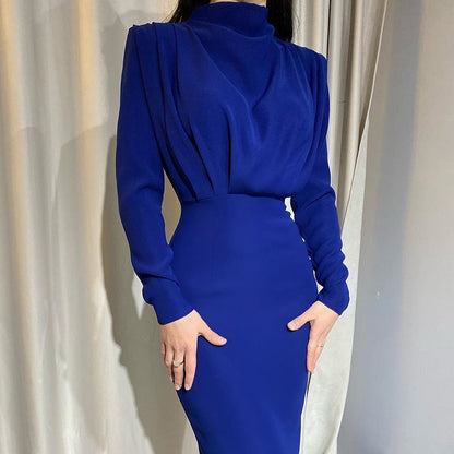 Autumn Waist-Controlled Western Solid Color Long Sleeve Dress by Ragazza