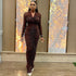 Women Clothing Pleated Slim Fit Elegant V neck Hip Dress Long Sleeve Solid Color Street Step Dress by Ragazza