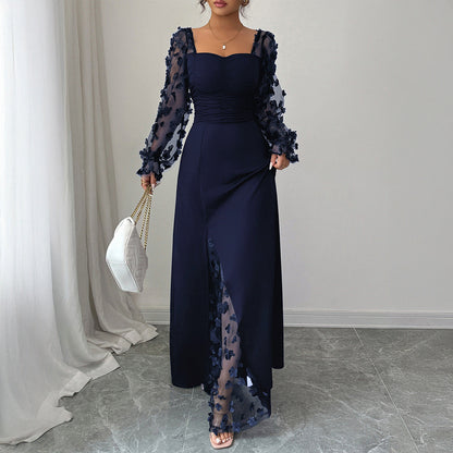 Elegant Dignified Hollow Out Cutout Long Sleeve Long Dress Women Clothing Autumn Winter by Ragazza
