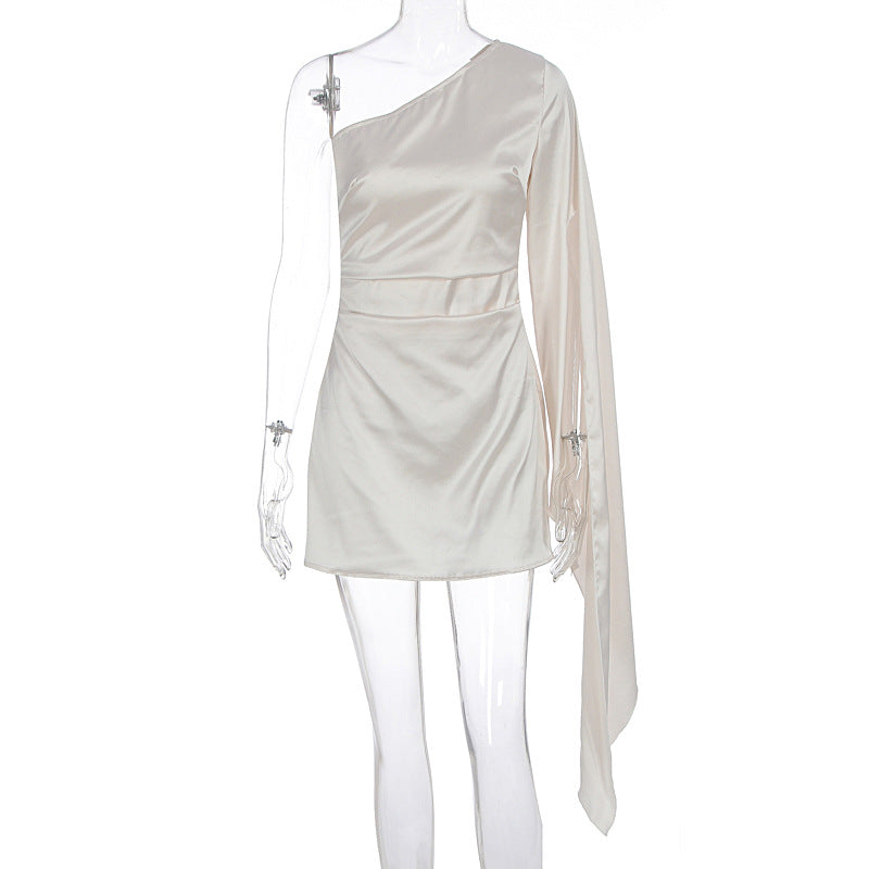 Women Clothing Summer Shoulder Collar Sexy Slim Fit Floating Sleeved Sheath Dress by Ragazza