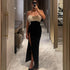 Winter Sexy Sexy off Shoulder Furry Tube Top Slit Dress Women by Ragazza