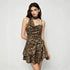 Leopard Print Halter Dress Backless Waist Trimming Ruffled Sexy Small Slim Dress by Ragazza