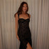Women Clothing Sexy Lace Sling Slim Fit See through Split High Grade Dress Women by Ragazza