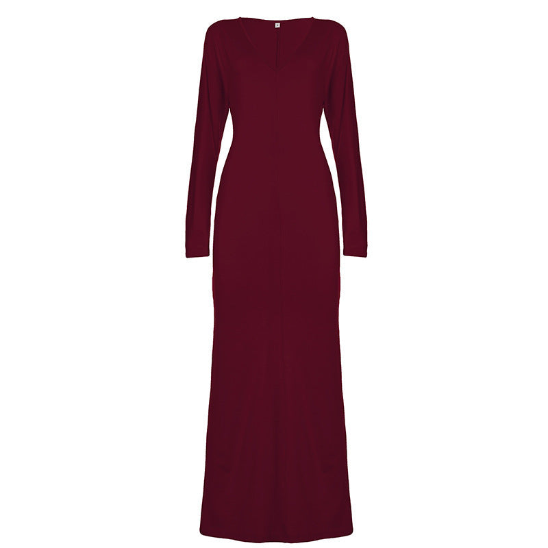 Autumn Winter Sexy Dress Solid Color Sheath Slim Slimming Dress by Ragazza