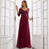 Middle East Women Chiffon Double V neck Dress A line Large Hem Sequin Stitching Evening Dress by Ragazza