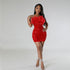 Sexy Slim Fit Sheath Tight Stretch Feather Sequin Tube Top Dress by Ragazza