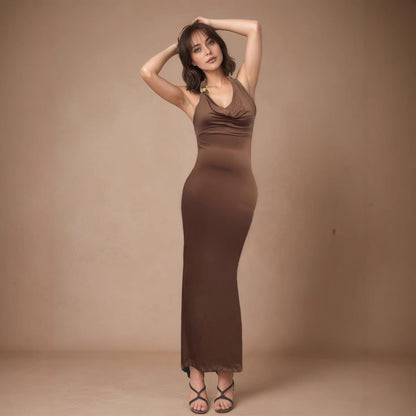 V neck Elegant Halter Dress Women Summer High Grade Sexy Sheath Dress by Ragazza