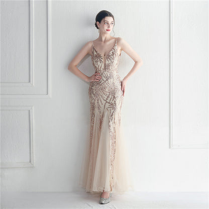 Popular Mesh Beads Sequined Dress Long Evening Dress Star Event Exhibition Stage by Ragazza