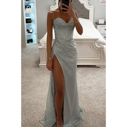 Party Suspenders Dress Loose Casual Slit Women Clothing Dress by Ragazza