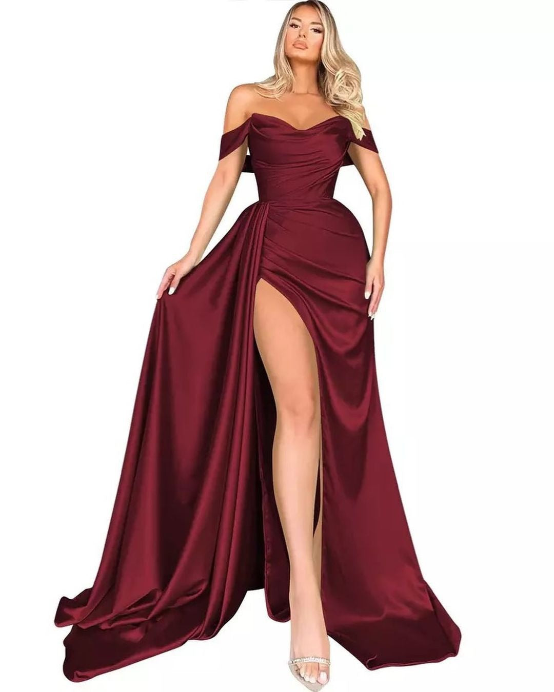 Cocktail High Slit Sexy Host Off Shoulder Slimming Party Evening Dress by Ragazza