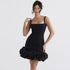 Women Sexy Black Slip Dress Party Sexy Backless Square Collar Dress French Dress by Ragazza