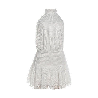 Summer Women Clothing Sexy Backless Lace up Halter Short Dress  DestGlow
