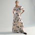 Korean Casual Summer Square Collar Puff Sleeve Peplum Top High Waist Print Skirt Set by Ragazza