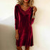 Fall Winter Women Clothing Solid Color Coat Swing Collar Long Sleeve Sexy Velvet Dress  DestGlow