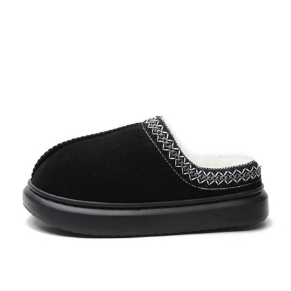 Baotou Fluffy Slippers Autumn Winter Ethnic Cotton Slippers Men Women Couple Warm Rubber Thick-Soled Cotton Slippers  DestGlow