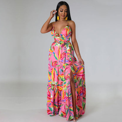 Women French Dress Long Printed by Ragazza