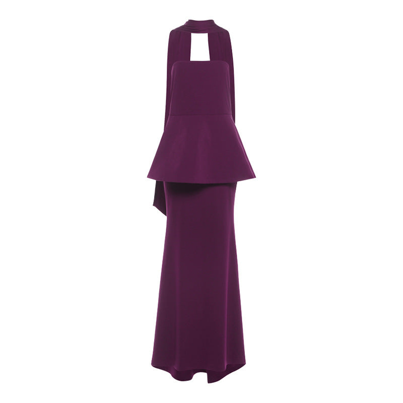 Autumn Winter Women Sexy Backless Solid Color Slim Ribbon Tube Top Dress by Ragazza