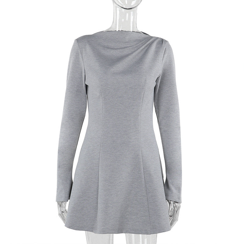 Autumn Casual Slim Fitting Simple Slimming Long Sleeve Narrow Dress Women by Ragazza
