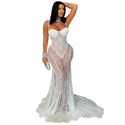 Women Wear Sexy Sling Lace See through Formal Dress by Ragazza