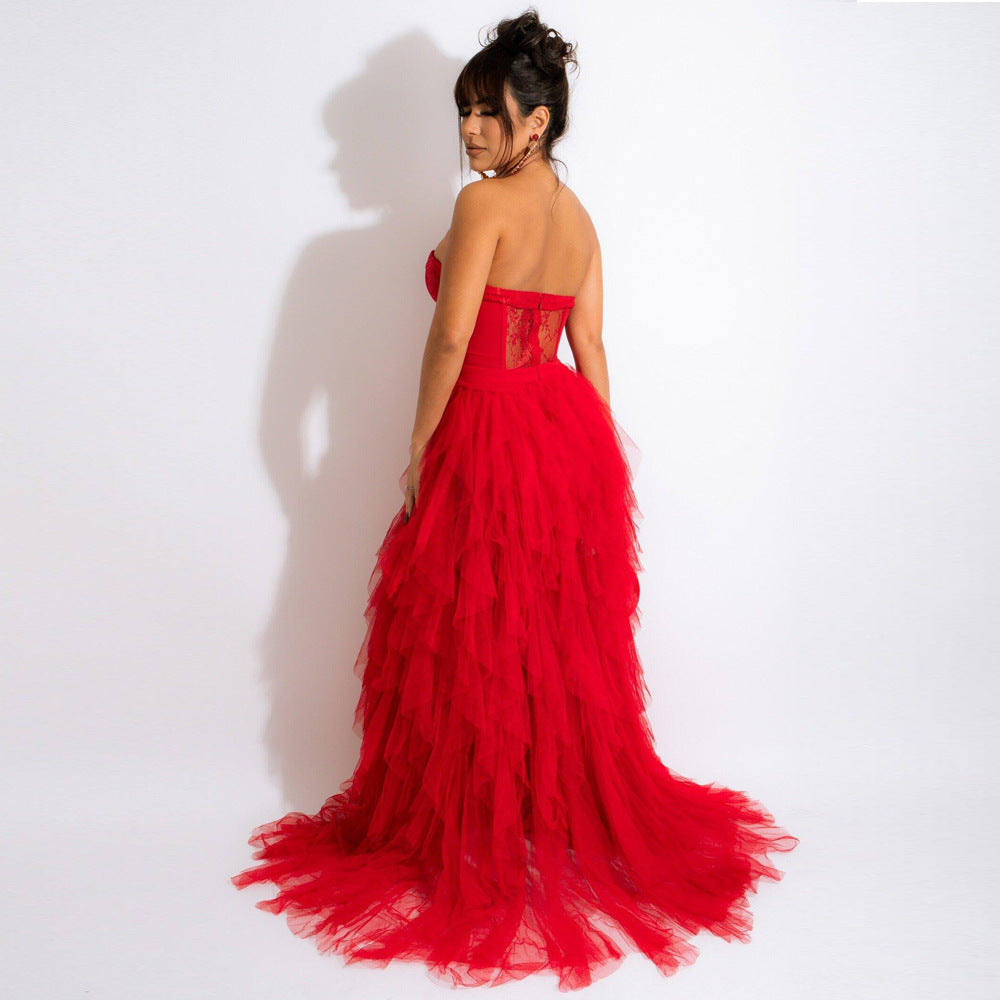 Sexy See-through Mesh Lace Chest-Wrapped Dress by Ragazza