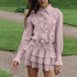 Summer Short Temperamental French Dress Women Design Ruffled Collared Long Sleeve A line Dress by Ragazza