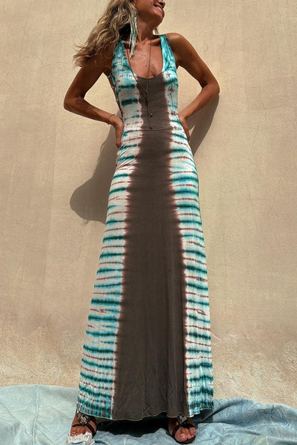 Dress Positioning Printing Backless Lace Up Sexy Dress by Ragazza