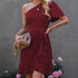 Dress Summer Solid Color Single Side Sleeve Off Shoulder Ruffled Solid Color High Waist Off Shoulder Midi Dress by Ragazza
