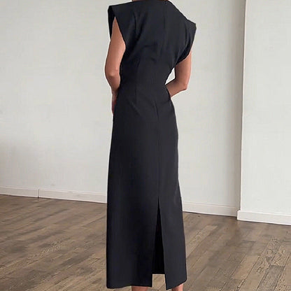 Summer Women Clothing Black Design Tight Waist Hollow Out Cutout Commuting Elegant Dress by Ragazza