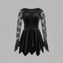 Gothic Vintage Lace Stitching Women Dress Gothic Bandage Ladies Long Sleeve Velvet Dress by Ragazza