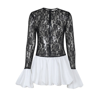 Autumn Dress Slim Lace Stitching Petti dress for Women Puffy dress by Ragazza