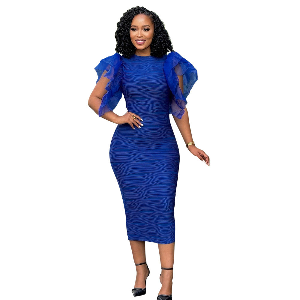 Women Clothing Stitching Ruffle Sleeve Summer Africa Dress by Ragazza