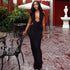 Street Solid Color Women Clothing Ruffle Hip One Step Low Cut Slim Fit Halter Slimming Maxi Dress by Ragazza