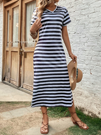 Women Loose Comfortable Striped Casual Dress by Ragazza