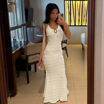 Women Clothing Summer French Sexy Slim V neck Halter Lace up Dress by Ragazza