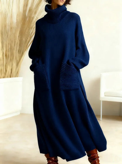 High Neck Woolen Dress Loose Woolen Coat by Ragazza