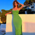 Women Clothing Solid Color Back Hollow Out Cutout out Strap Sheath Split Off Shoulder Strap Dress by Ragazza
