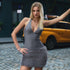 Sexy Halter V neck Furry Dress Tight Sexy Waist Plush Hip Dress by Ragazza