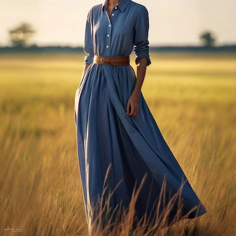 Spring Women Clothing Long Sleeve Retro Midi Dress by Ragazza