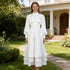 Spring Elegant Retro Lantern Sleeve Breasted Ruffled Maxi Dress Waist Slimming Dress by Ragazza